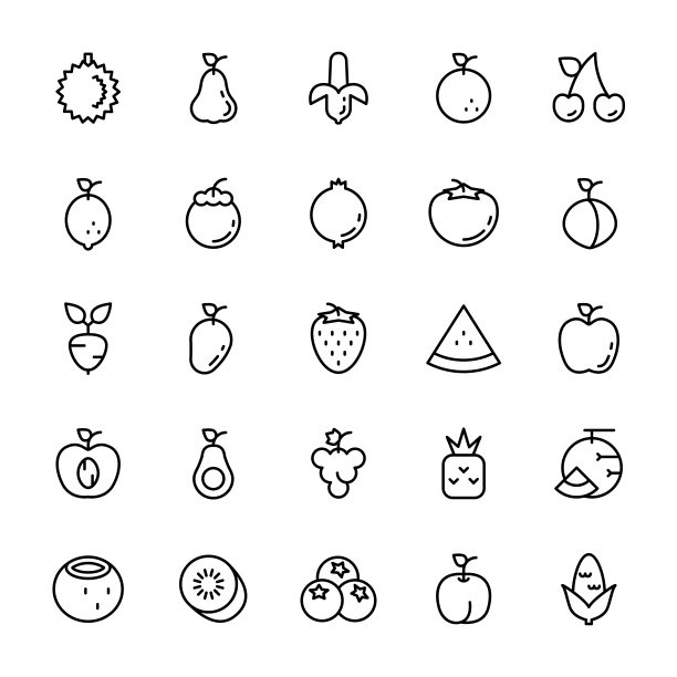 水果25线条图标图片下载