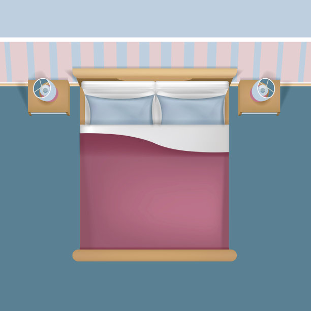 逼真详细的3d经典家庭卧室。向量图片下载