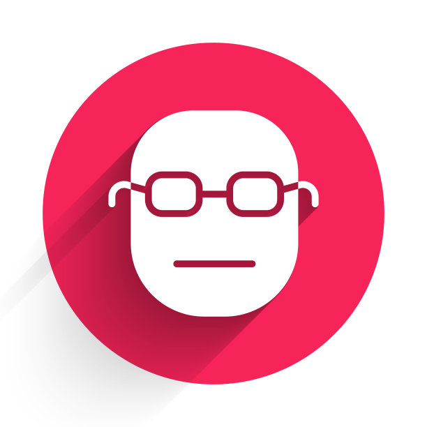 白色扑克玩家图标孤立与长影子。红色圆圈按钮。矢量图图片下载