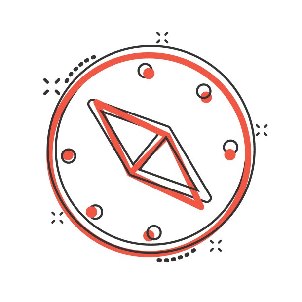 漫画风格的罗盘图标。导航设备卡通矢量插图在白色孤立的背景。旅行方向飞溅效应的经营理念。图片下载