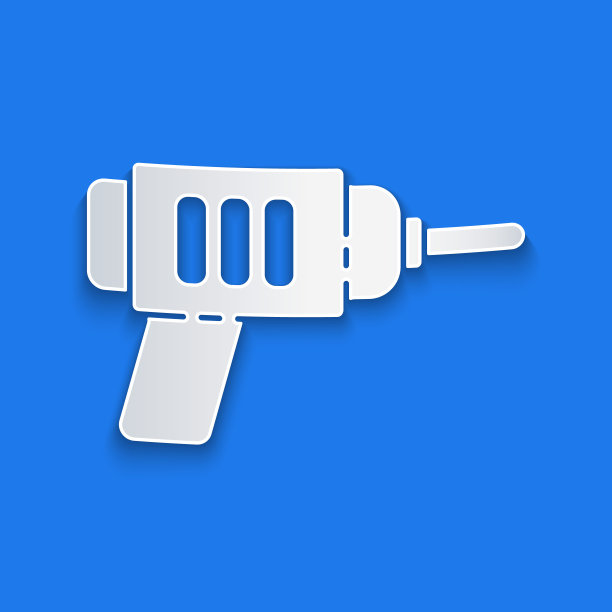 电钻图标隔离在蓝色背景上。修复工具。纸艺术风格。矢量图图片下载