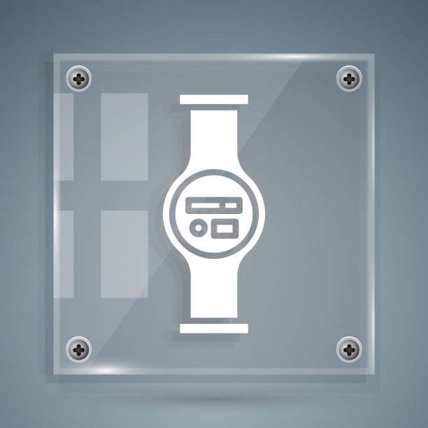 白色水表与管道图标隔离在灰色背景。方形玻璃面板。矢量图图片下载