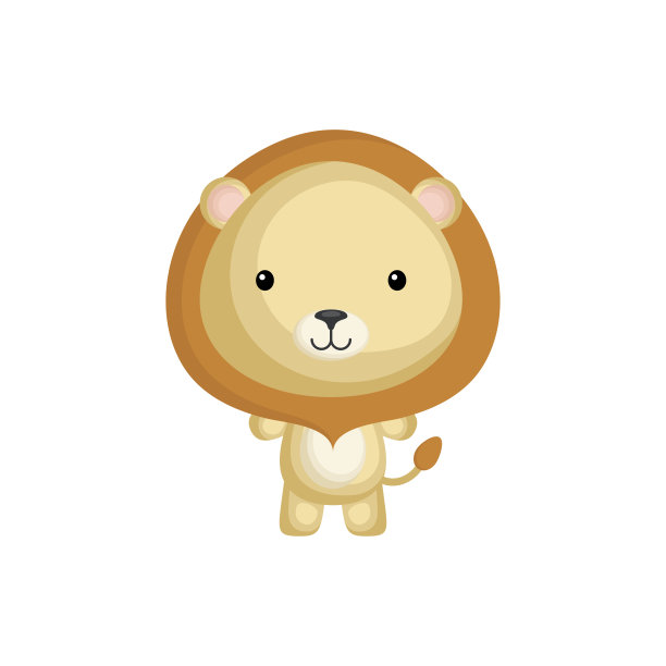 可爱有趣的小狮子孤立在白色的背景。野生非洲可爱的动物角色为设计的相册，剪贴簿，卡片和邀请。图片下载