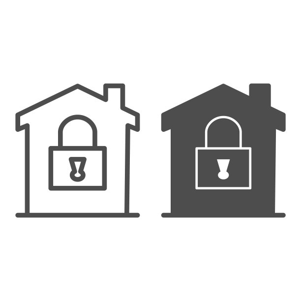带锁的房屋，智能家居概念矢量图标图片下载