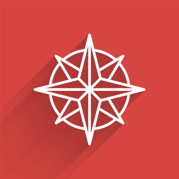 白线风玫瑰图标孤立与长影子。指南针图标的旅行。导航设计。矢量图图片下载