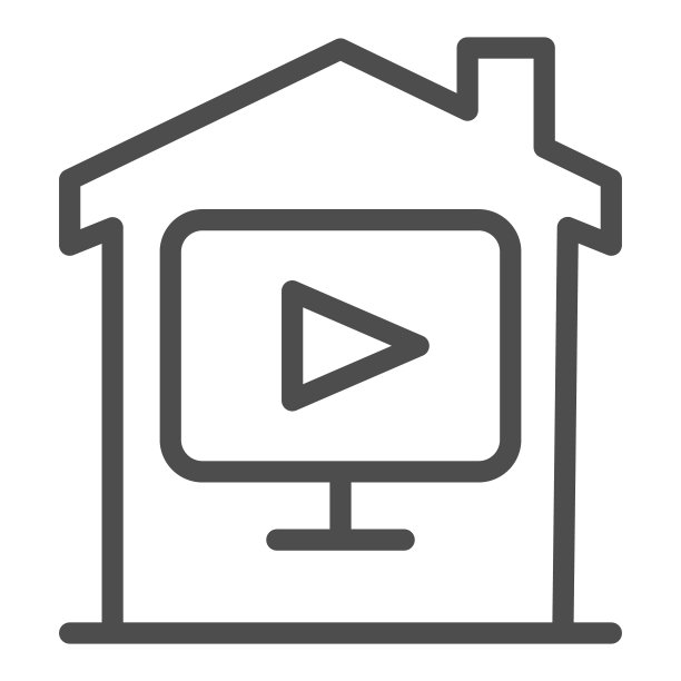 带房屋线条图标的多媒体播放器图片下载