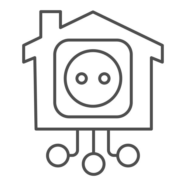 智能家居中的电源插座细线图标图片下载