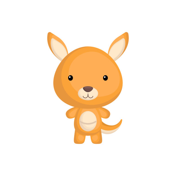 可爱有趣的小袋鼠孤立在白色的背景。澳大利亚野生可爱的动物角色，用于设计的相册，剪贴簿，卡片和邀请。图片下载