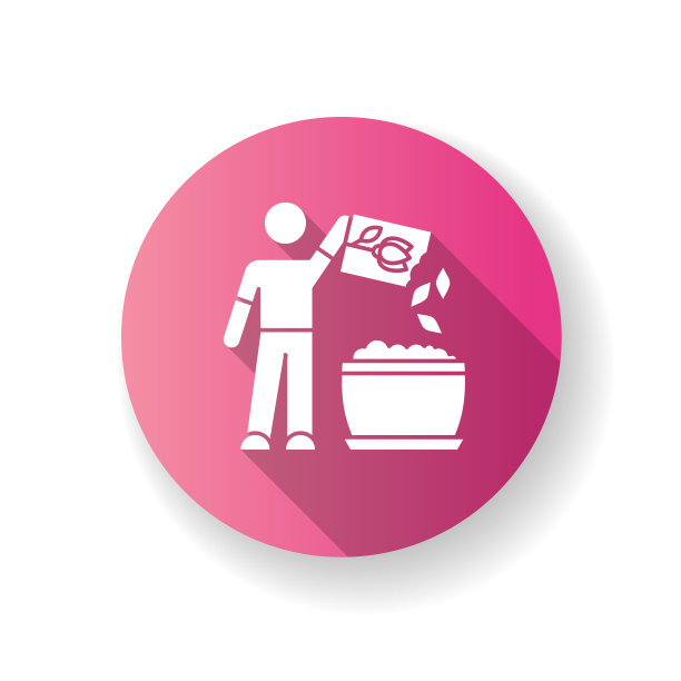 种植花卉种子粉平设计长影字形图标。传播植物。室内园艺。国内植物栽培。把种子种在土壤里。剪影RGB彩色插图图片下载