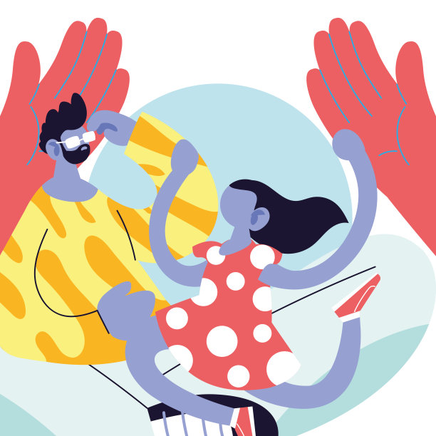 父亲和女儿卡通之间的手向量设计图片下载