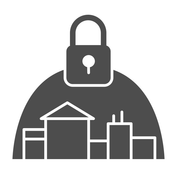 城镇和挂锁立体图标、冠状病毒疫情概念、城市因病毒闭锁标志白色背景、隔离保护冠状病毒疾病图标、象形文字。向量。图片下载