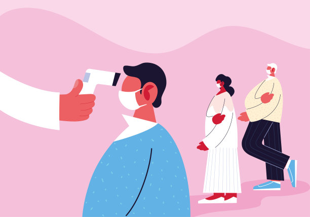 医生检查人群体温，预防冠状病毒感染图片下载