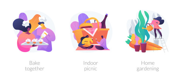 隔离期间的家庭乐趣抽象概念矢量插图。图片下载