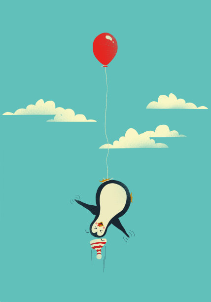 可爱的企鹅图标在平坦的风格图片下载