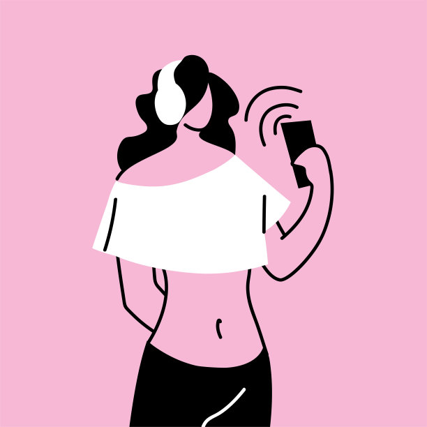 女人戴着耳机听音乐图片下载