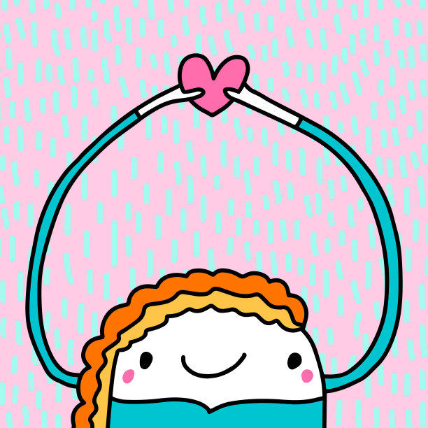 卡通涂鸦风格的美丽女人手绘矢量插图框架图片下载