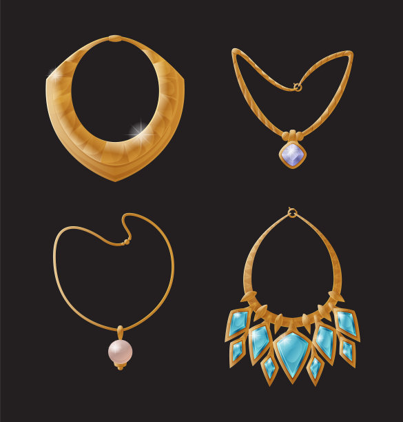 项链魅力系列矢量插图图片下载