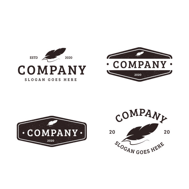 复古老羽毛笔向量集图片下载