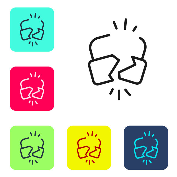 黑线断开或破解锁图标隔离在白色背景上。解锁的迹象。设置图标的颜色方形按钮。矢量图图片下载