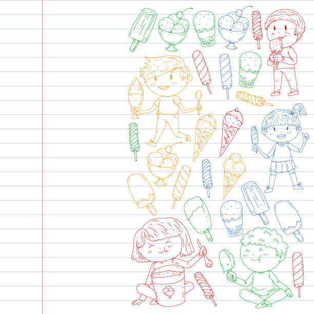 小孩子在吃冰淇淋。暑假。甜果沙漠。图片下载