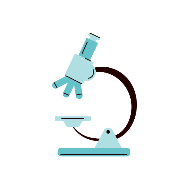卡通图标实验室显微镜标志，平面载体插图孤立。图片下载