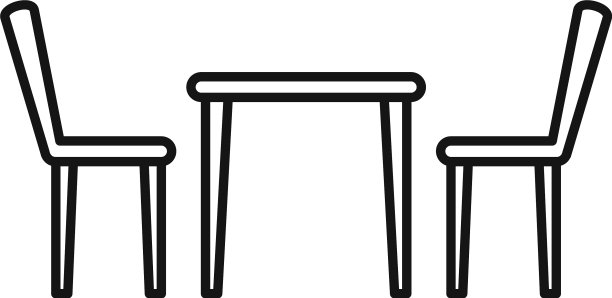 咖啡桌椅子图标轮廓风格图片下载