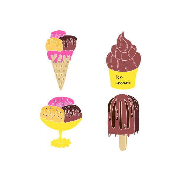 手绘集“冰淇淋”，涂鸦。矢量插图。每股收益10图片下载