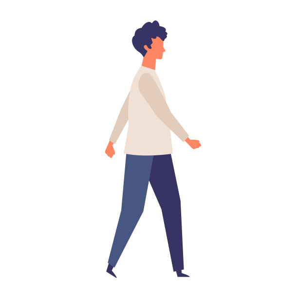 扁平风格矢量插画：行走中的男人图片下载