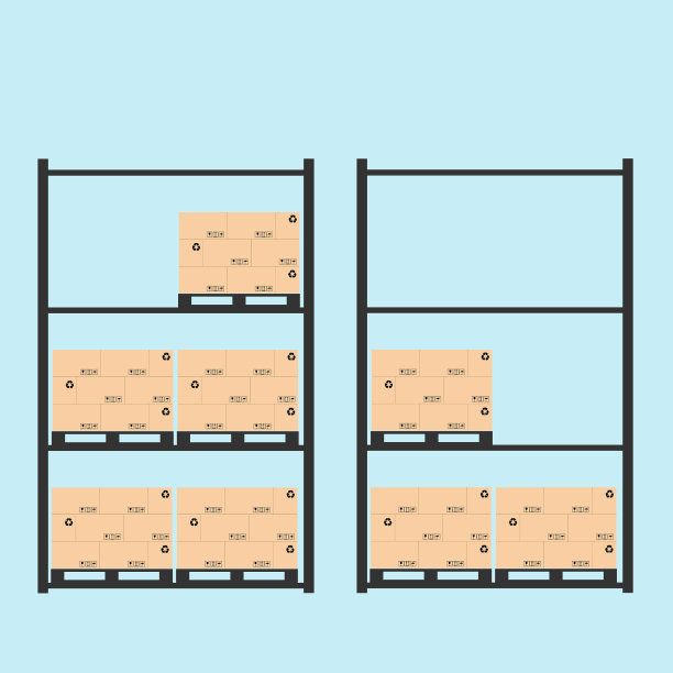 在工业中带包装的托盘存储区域图片下载