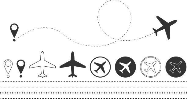 飞机路线路径图标飞机飞机飞行图片下载