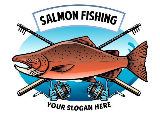 鲑鱼钓鱼的衬衫设计图片下载