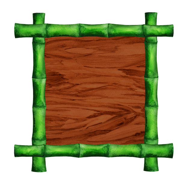 水彩木板竹框图片下载