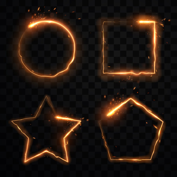 金色辉光形状与火花效果图片下载