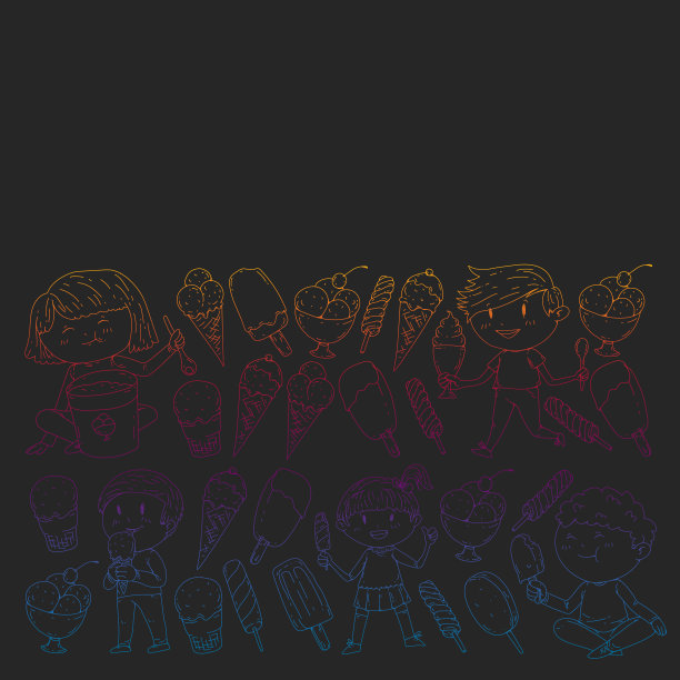 小孩子在吃冰淇淋。暑假。甜果沙漠。图片下载