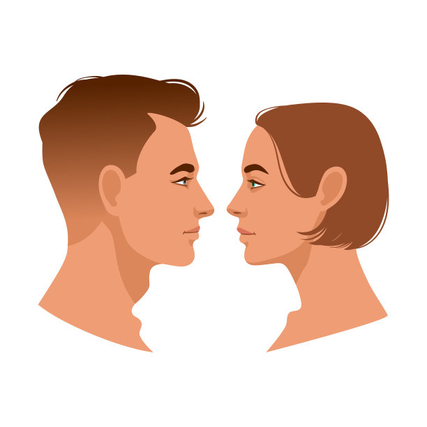 男女侧脸轮廓图片下载