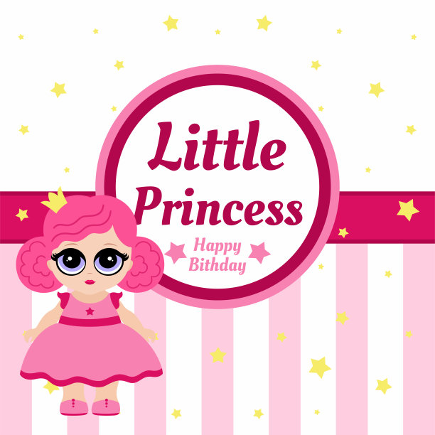 小公主风格的生日横幅。图片下载
