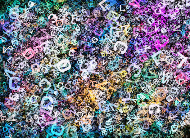 一堆抽象的五彩飞舞的字母图片下载