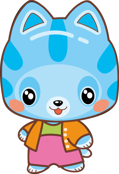 可爱的小猫在粉红色的裤子，孤立的对象在白色的背景，矢量插图，图片下载