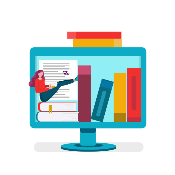 在线教育、电子图书馆、在线阅读、网上书店、远程培训班服务。矢量插图孤立在白色背景上图片下载