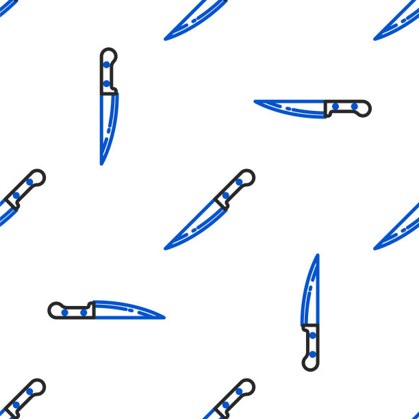 线刀图标隔离无缝模式上的白色背景。餐具的象征。色彩斑斓的轮廓的概念。向量图片下载
