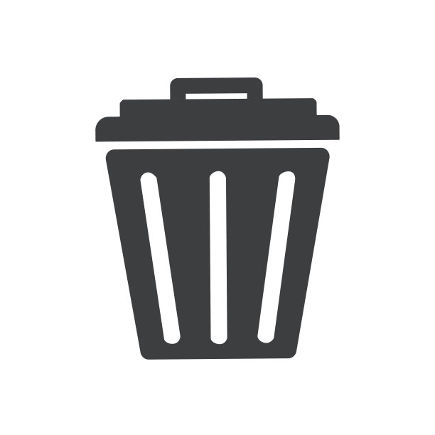 垃圾桶图标细线网页和移动，现代简约的平面设计。矢量深灰色的图标在浅灰色的背景。图片下载