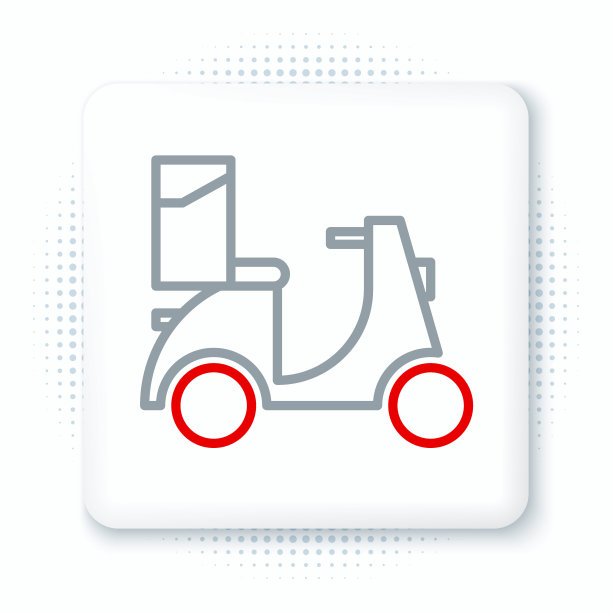 线踏板车交付图标孤立的白色背景。送货服务的概念。色彩斑斓的轮廓的概念。向量图片下载