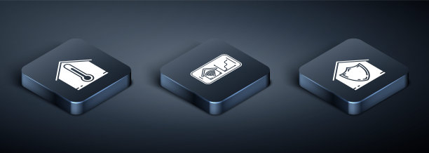 设置等距房子温度，房子在保护和移动电话与智能家居与wi-fi图标。向量图片下载