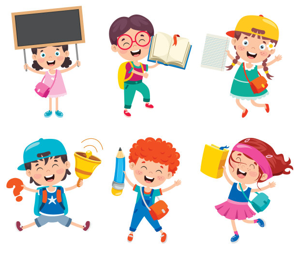 快乐可爱的卡通学校的孩子素材图片