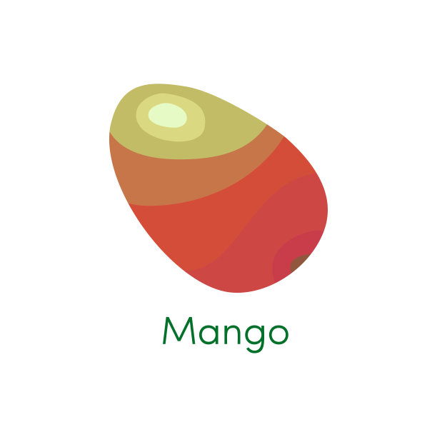 芒果水果平式。矢量红色芒果插图孤立在白色的背景图片下载