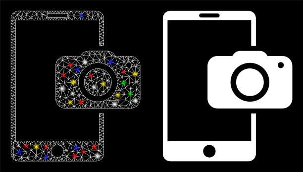 光滑的网状胴体移动相机图标与光图片下载