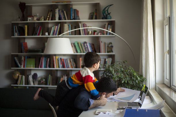 在家里工作的商人。图片下载