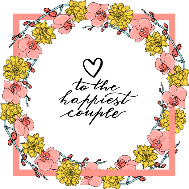 手绘涂鸦风格的肉质和兰花图片下载