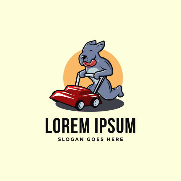 狗狗草坪护理服务卡通吉祥物向量图片下载