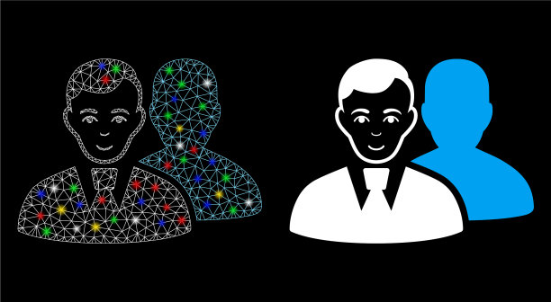 明亮的网状网络用户图标与亮点图片下载